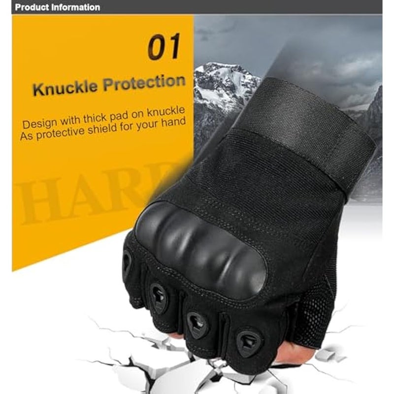 Outdoor Men's Knuckle Protection Workout Training Fingerless Gloves - Image 3